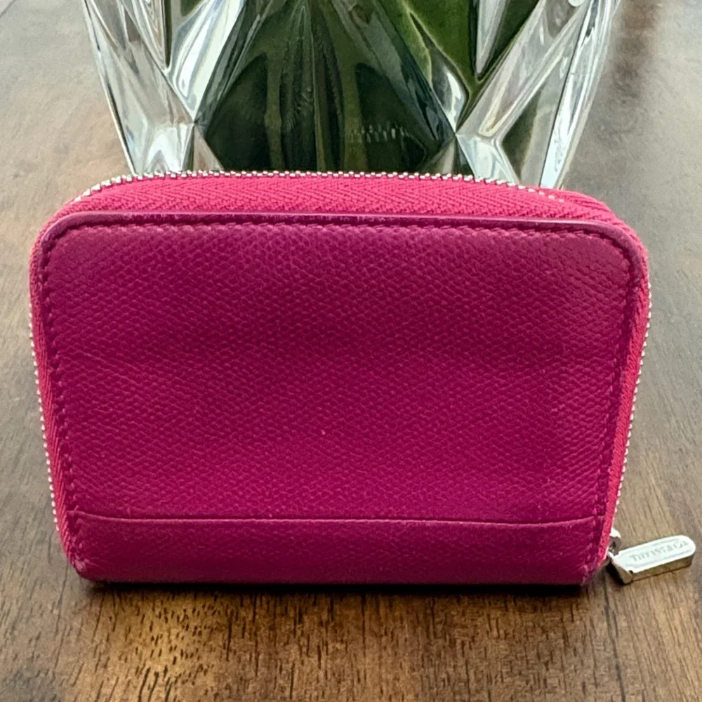 Tiffany & Co. Leather Zip Wallet Pouch Color: Raspberry in Euc. - Picture 3 of 12